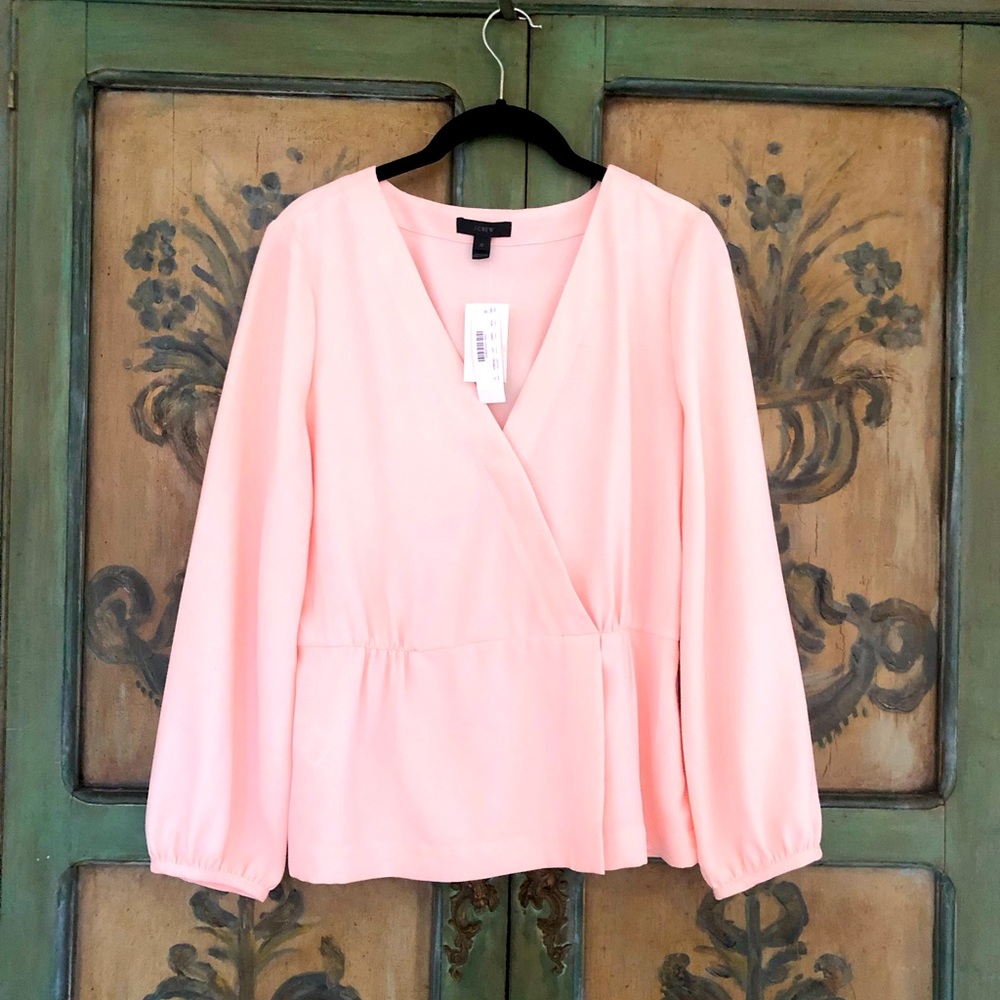 J. Crew Soft Pink Wrap Blouse